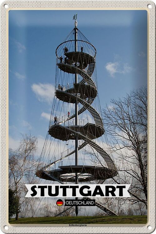 Blechschild Städte Stuttgart Killesbergturm Architektur 20x30cm