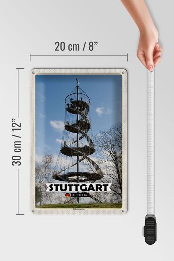 Panneau en étain villes Stuttgart Killesberg, architecture de la tour 20x30cm 4