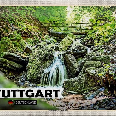 Cartel de chapa ciudades Stuttgart Heslach cascadas 30x20cm