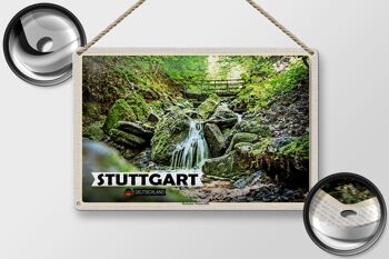 Plaque en tôle villes Stuttgart Heslach cascades 30x20cm 2