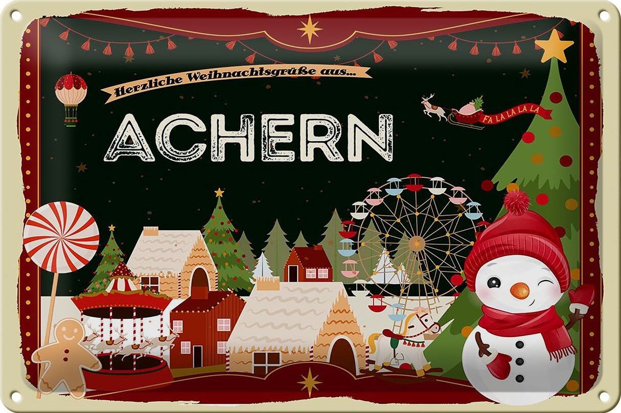 Targa in metallo auguri di Natale ACHERN 30x20cm