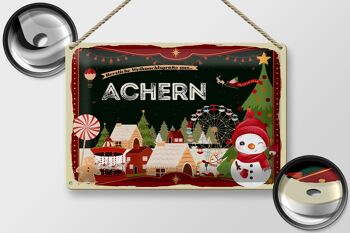Plaque en tôle Salutations de Noël ACHERN 30x20cm 2