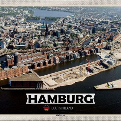 Blechschild Städte Hamburg Hafencity Ausblick 30x20cm