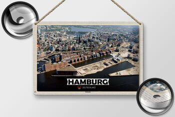 Plaque en tôle villes Hambourg Hafencity vue 30x20cm 2