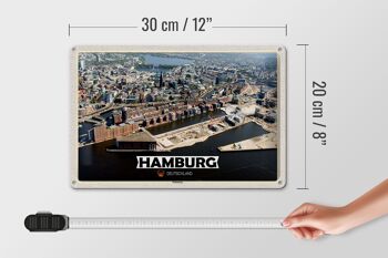 Plaque en tôle villes Hambourg Hafencity vue 30x20cm 4