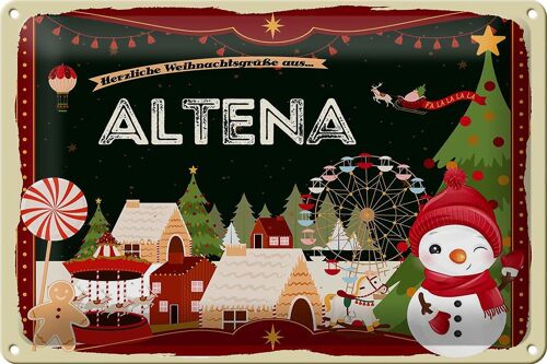 Blechschild Weihnachten Grüße aus ALTENA 30x20cm