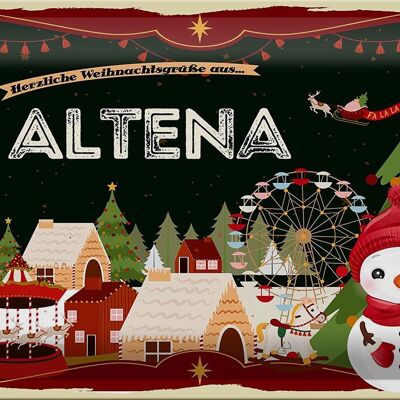 Blechschild Weihnachten Grüße aus ALTENA 30x20cm