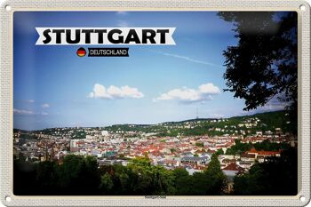 Plaque en tôle avec vue sur les villes de Stuttgart Sud 30x20cm 1