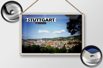 Plaque en tôle avec vue sur les villes de Stuttgart Sud 30x20cm 2