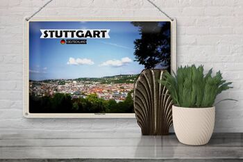 Plaque en tôle avec vue sur les villes de Stuttgart Sud 30x20cm 3
