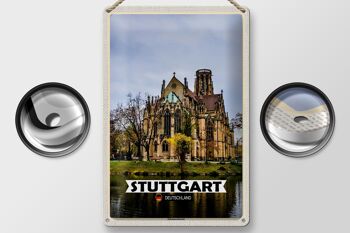 Plaque en tôle villes Stuttgart Johanneskirche 20x30cm 2