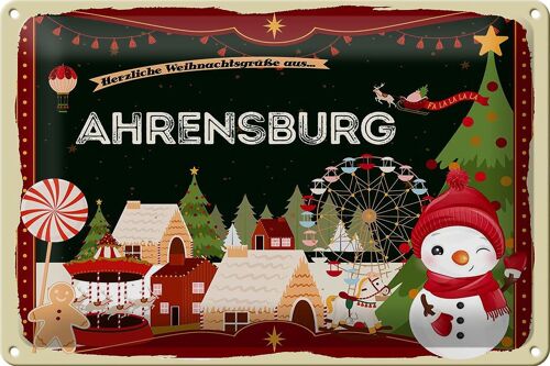 Blechschild Weihnachten Grüße aus AHRENSBURG 30x20cm