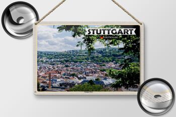 Plaque en tôle avec vue sur la ville de Stuttgart Ouest 30x20cm 2