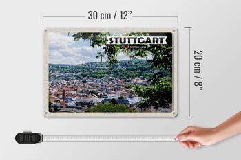 Plaque en tôle avec vue sur la ville de Stuttgart Ouest 30x20cm 4