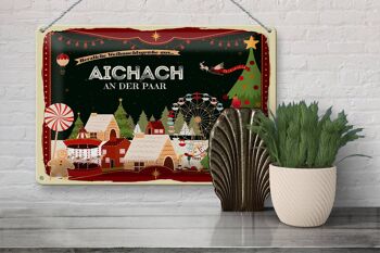 Plaque en tôle Salutations de Noël AICHNACH AN DER PAAR 30x20cm 3