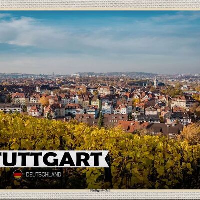 Cartel de chapa Ciudades Stuttgart Este Casco antiguo Naturaleza 30x20cm