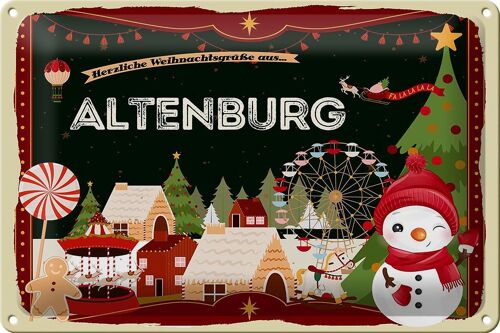Blechschild Weihnachten Grüße ALTENBURG 30x20cm