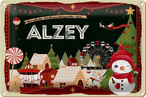 Blechschild Weihnachten Grüße aus ALZEY 30x20cm