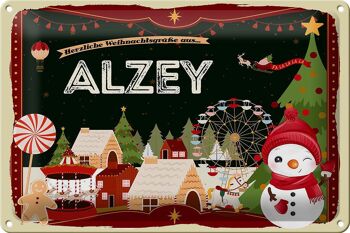 Plaque en tôle Salutations de Noël d'ALZEY 30x20cm 1
