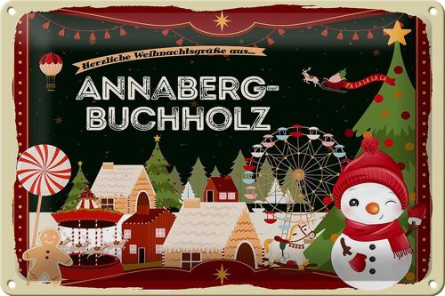 Blechschild Weihnachten Grüße aus ANNABERG-BUCHHOLZ 30x20cm