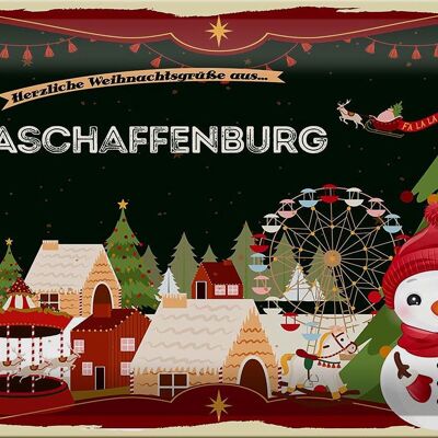 Blechschild Weihnachten Grüße ASCHAFFENBURG 30x20cm