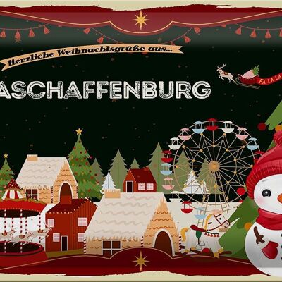 Cartel de chapa Saludos navideños ASCHAFFENBURG 30x20cm