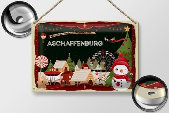 Plaque en tôle Salutations de Noël ASCHAFFENBURG 30x20cm 2