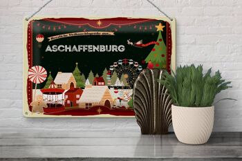 Plaque en tôle Salutations de Noël ASCHAFFENBURG 30x20cm 3