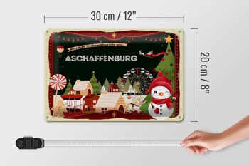 Plaque en tôle Salutations de Noël ASCHAFFENBURG 30x20cm 4