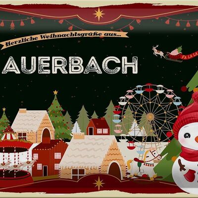 Blechschild Weihnachten Grüße AUERBACH 30x20cm