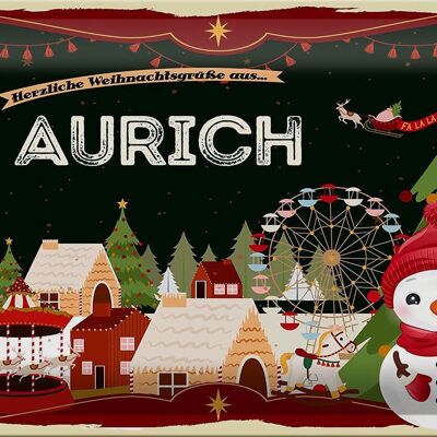 Blechschild Weihnachten Grüße AURICH 30x20cm