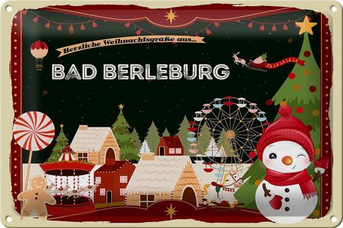 Blechschild Weihnachten Grüße BAD BERLEBURG 30x20cm