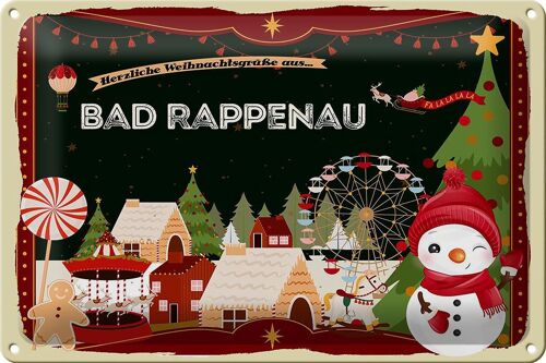 Blechschild Weihnachten Grüße aus BAD RAPPENAU 30x20cm
