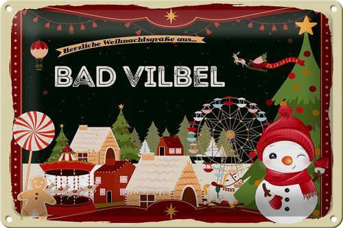 Blechschild Weihnachten Grüße BAD VILBEL 30x20cm