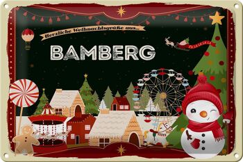 Plaque en tôle Salutations de Noël de BAMBERG 30x20cm 1