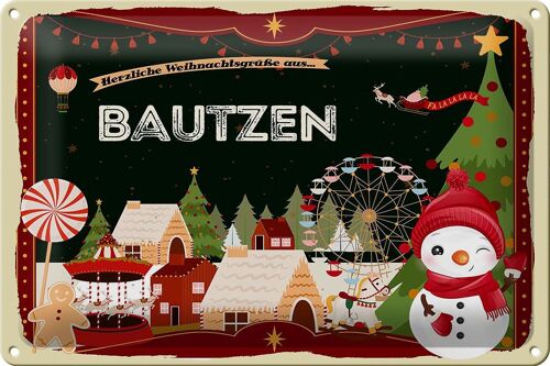 Blechschild Weihnachten Grüße aus BAUTZEN 30x20cm