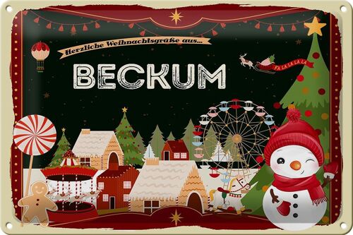 Blechschild Weihnachten Grüße aus BECKUM 30x20cm