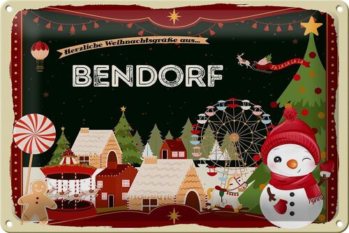 Blechschild Weihnachten Grüße aus BENDORF 30x20cm