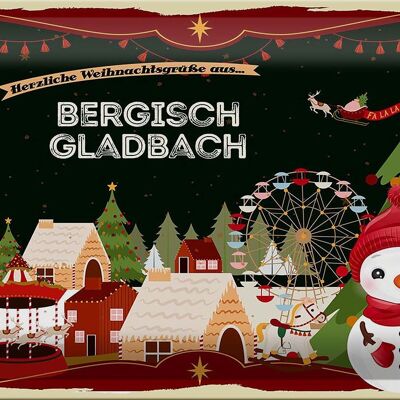 Blechschild Weihnachten Grüße aus BERGISCH GLADBACH 30x20cm