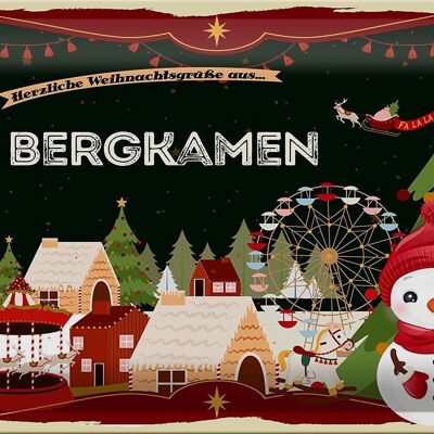 Plaque en tôle Salutations de Noël BERGKAMEN 30x20cm