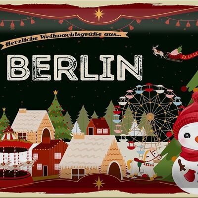 Cartel de chapa Saludos navideños desde BERLÍN 30x20cm