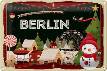 Plaque en tôle Salutations de Noël de BERLIN 30x20cm 1
