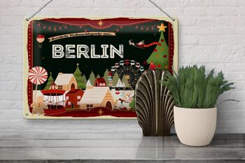 Plaque en tôle Salutations de Noël de BERLIN 30x20cm 3