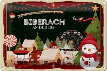 Plaque en tôle Salutations de Noël de BIBERACH sur le riz 30x20cm 1