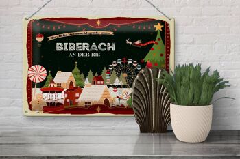 Plaque en tôle Salutations de Noël de BIBERACH sur le riz 30x20cm 3