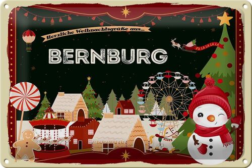 Blechschild Weihnachten Grüße BERNBURG 30x20cm