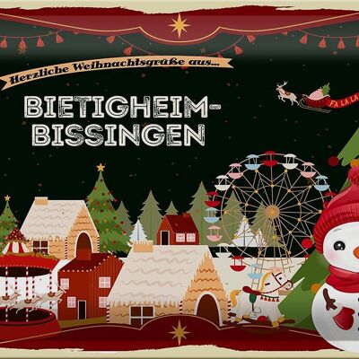 Cartel de chapa Saludos navideños BIETIGHEIM-BISSINGEN 30x20cm