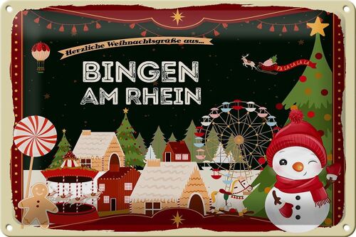 Blechschild Weihnachten Grüße BINGEN AM RHEIN 30x20cm