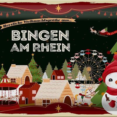 Blechschild Weihnachten Grüße BINGEN AM RHEIN 30x20cm