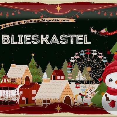 Plaque en tôle Salutations de Noël BLIESKASTEL 30x20cm
